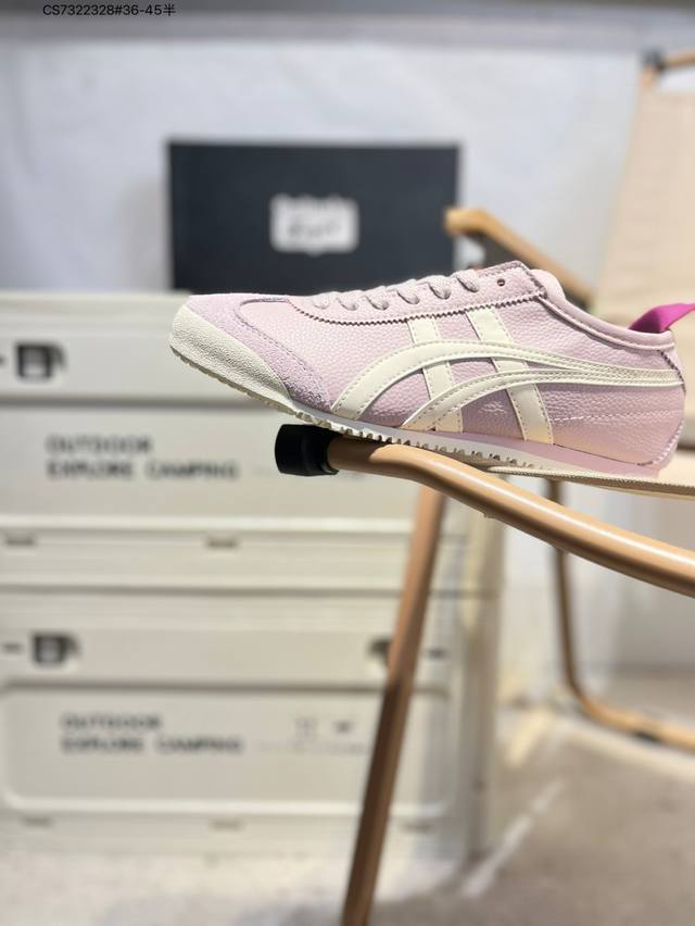 Onitsuka Tiger Mexico 66 Sd 鬼冢虎 墨西哥升级版系列低帮复古经典虎爪百搭休闲 皮革慢跑鞋 采用软质粒面牛剖革组合翻毛皮饰条鞋面材质1