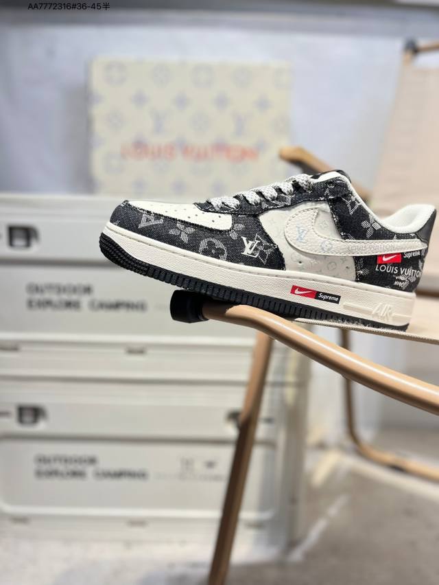 Lv X Nk Air Force 1'07 Low 空军一号低帮休闲板鞋 #定制皮料 原楦原纸板 纯正空军版型 高清洁度 内置全掌气垫Lw9279 Aa777