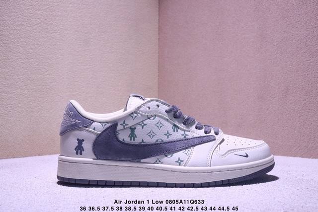 Travis Scott X Fragment Design X Jordan Air Jordan 1 Low Og Sp “暴力熊联名 星灰花纹” 多方联名
