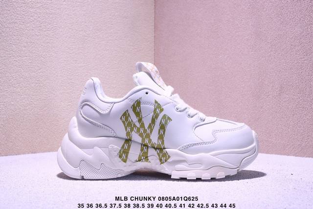 Mlb Chunky Liner 厚底低帮休闲鞋 Ny印花限定 牛皮材质运动鞋 真标带半码 Size:36-45码 Xm0805Q625