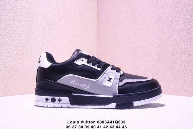 Louis Vuitton 路易威登～黑灰 广东原产高性价比，采用皮革鞋面材质，内里小羊皮打造及去味海玻璃脚垫，空胶工艺，外置耐磨橡胶大底全新Lv路易威登Lou