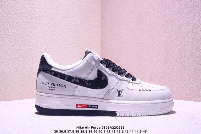 海外爆款限量发售！公司级Nike Air Force 1 '07 Low “Lv联名 猪八米白黑”空军一号 低帮 运动鞋 休闲鞋 折边针车 工艺难度大 原楦头原