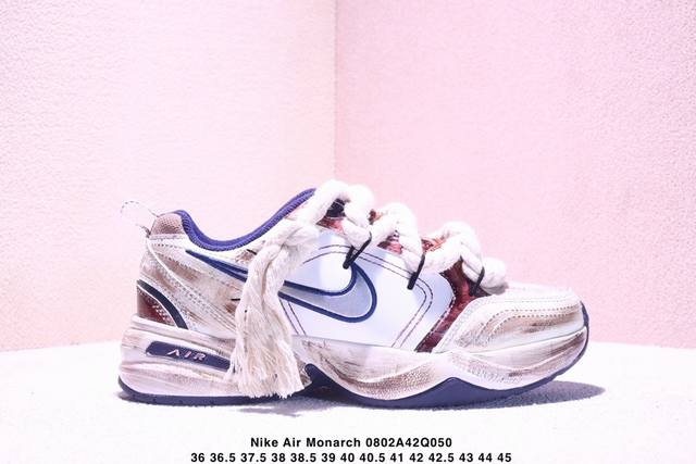 公司级Nike Air Monarch Iv皮革 日常百搭 減震防滑 低帮生活休闲鞋 采用皮革材质打造鞋面，鞋面结实耐穿，日常也非常好打理，整体配色以白色为主调