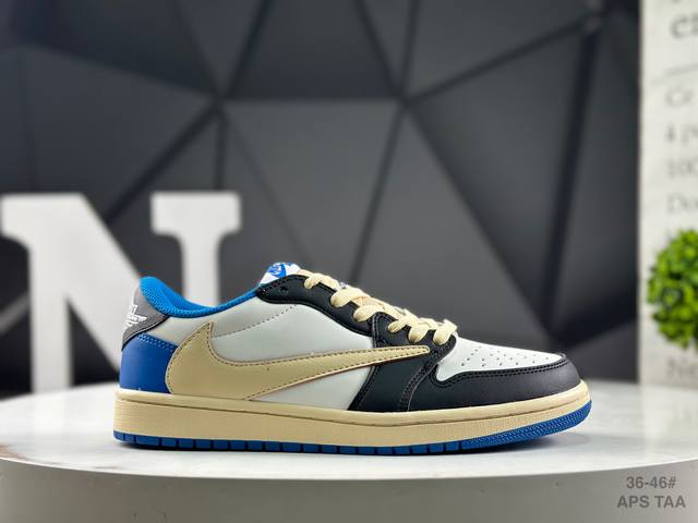 耐克 Aj1倒勾Travis Scott X Air Jordan 1 ” Reverse Mocha “ Aj1乔1 Ts 闪电 联名倒钩 低帮文化篮球鞋 完
