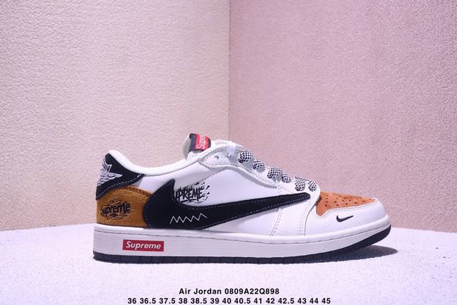 公司级Nike Air Jordan 1 X Travis Scott Aj1倒勾 乔一倒钩 ‘Diy’定制 耐克 低帮文化篮球鞋 完美品质出货 细节如图所示