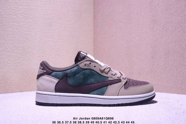 公司级Nike Air Jordan 1 X Travis Scott Aj1倒勾 乔一倒钩 ‘Diy’定制 耐克 低帮文化篮球鞋 完美品质出货 细节如图所示