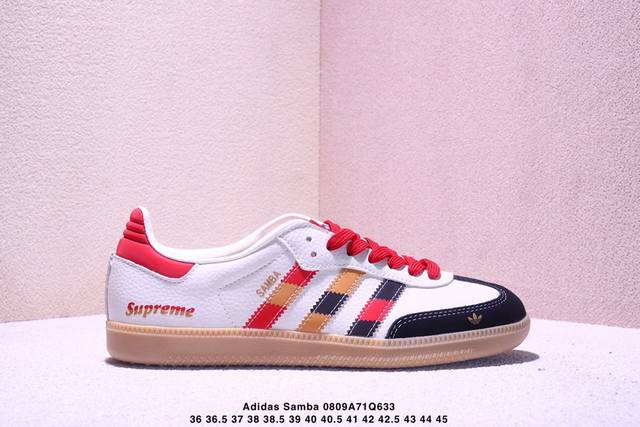 公司级Adidas Originals Samba Og ‘Diy’桑巴舞系列Sup联名 格子三条纹，夏季时尚百搭低帮休闲运动休闲鞋，夏季清凉搭配 舒适软头皮材