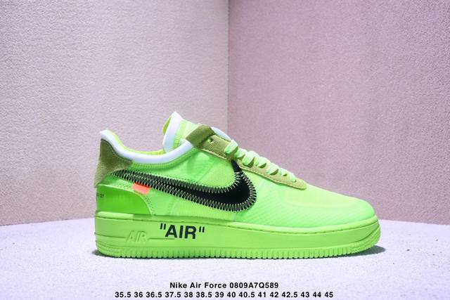 夺人眼球Off-White X Nike Air Force 1 Low Volt 2.0空军一号经典百搭低帮休闲运动板鞋“Ow荧光绿黑”Off-White与