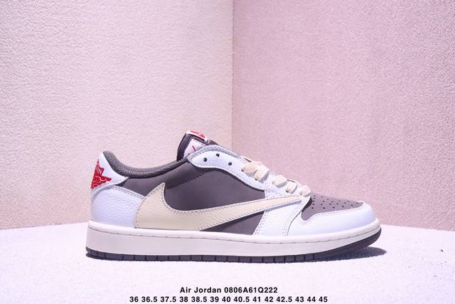 Travis Scott X Jordan Air Jordan 1 二层绒面皮皮革 潮流复古 低帮 篮球鞋 男女同款 白棕色 反转摩卡 倒钩3.0 Xm080