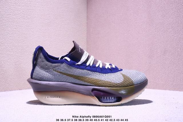 Nike Air Zoom Alphafly Next% 3 马拉松跑鞋 全新马拉松超级跑鞋 有史以来最轻盈、测试次数最多的Nk Alphafly 经过精英马拉