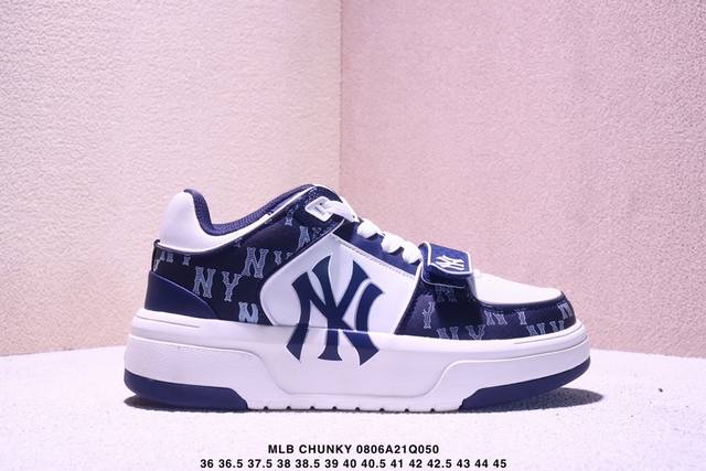 公司级Mlb Chunky Liner Mid人气单品学长鞋系列轻量增高厚底百搭中帮休闲运动板鞋 货号:3Asxlm13N 尺码:36 36.5 37.5 38