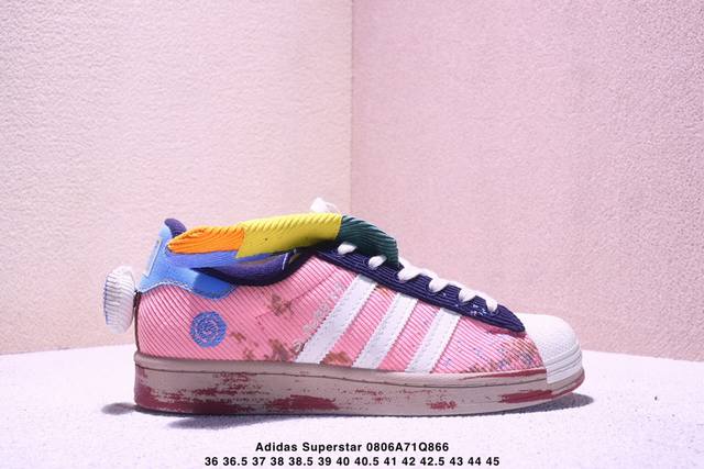 Melting Sadness X Adidas Originals Superstar”Halloween“经典贝壳头系列低帮百搭休闲运动板鞋“联名牛仔黑棕兔