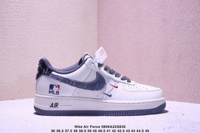 海外爆款限量发售！公司级Nike Air Force 1 '07 Low “Mlb联名 红蓝双勾米灰”空军一号 低帮 运动鞋 休闲鞋 折边针车 工艺难度大 原楦