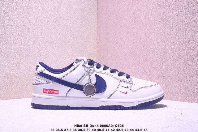 海外爆款限量发售！公司级 Nike Sb Dunk Low“ 斯图西联名 蓝白红英文” 周年高端定制 低帮休闲板鞋 定制鞋盒 大厂纯原品质出货 超高清洁度 皮料