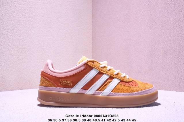 公司级Adidas Bad X Bunny Gazelle Indoor 三叶草休闲防滑耐磨低帮板鞋 鞋头出色设计 塑就出众贴合感 稳固的后跟贴合足部曲线设计