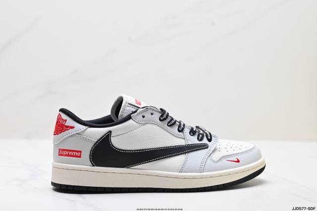 特价 公司级Nike Air Jordan 1 X Travis Scott Aj1倒勾 乔一倒钩 ‘Diy’定制 耐克 低帮文化篮球鞋 完美品质出货 细节如图