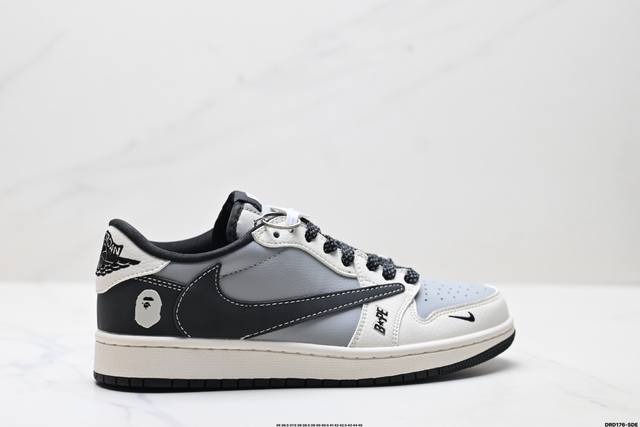 特价 公司级Nike Air Jordan 1 X Travis Scott Aj1倒勾 乔一倒钩 ‘Diy’定制 耐克 低帮文化篮球鞋 完美品质出货 细节如图