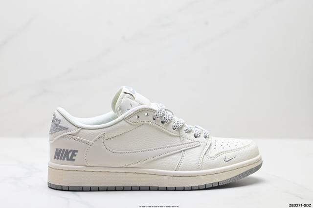 公司级Nike Air Jordan 1 X Travis Scott Aj1倒勾 乔一倒钩 ‘Diy’定制 耐克 低帮文化篮球鞋 完美品质出货 细节如图所示