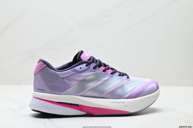 公司级Adidas Adizero Boston 13 阿迪达斯 透气网眼竞速跑鞋Boost 缓震底 运动鞋 后跟加厚 呵护脚后跟 立体保护软绵鞋口 轻松穿脱不