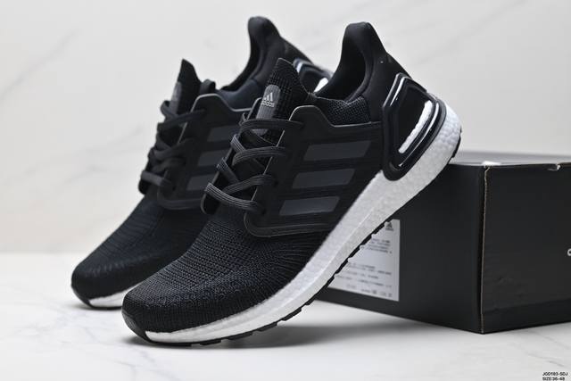 公司级Adidas Ultraboost 20 Ub20 阿迪达斯 全掌爆米花休闲运动跑鞋 采用网材搭配反光皮革鞋面 配上Stretchweb网格外底和Boos