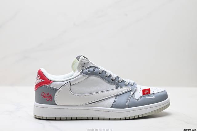 公司级Nike Air Jordan 1 X Travis Scott Aj1倒勾 乔一倒钩 ‘Diy’定制 耐克 低帮文化篮球鞋 完美品质出货 细节如图所示