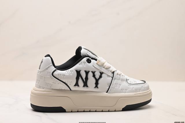 公司级Mlb 纽约洋基队 Chunky Liner Embo Monogram 印刻老花 时尚舒适 休闲运动 防滑耐磨增高 低帮 板鞋 货号:3Asxm035N