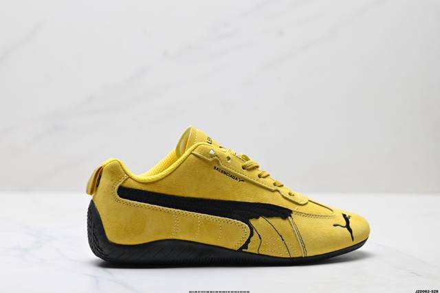 公司级Puma 彪马 X Balenciaga巴黎世家 Speedcat 系列 薄底鞋 牛皮绒面革 圆头做旧磨损 低帮 生活休闲鞋 极速赛车系列 复古运动休闲跑