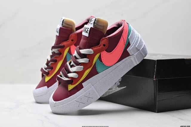 公司级Sacai X Nike Blazer Mi D经典百搭中帮开拓者休闲运动板鞋 真硫化铝楦制作 原厂布料拼接 独家裁片完美鞋型 台湾进口软感荔枝头层皮 原