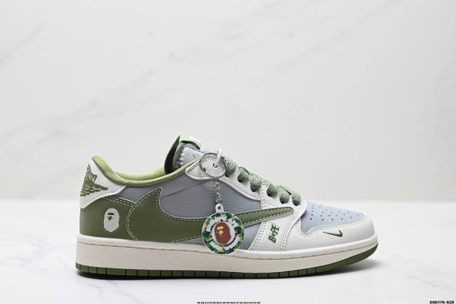 特价 公司级Nike Air Jordan 1 X Travis Scott Aj1倒勾 乔一倒钩 ‘Diy’定制 耐克 低帮文化篮球鞋 完美品质出货 细节如图