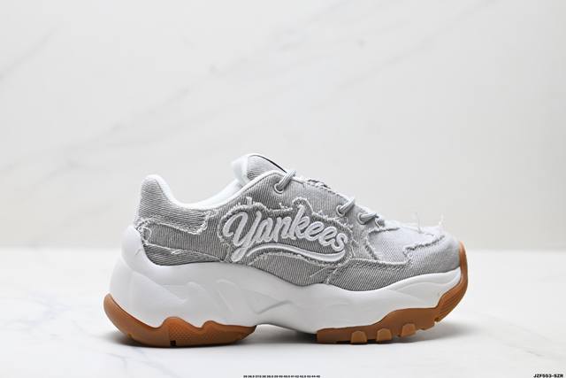 公司级Mlb Bigball Chunky Vintage Cursive 潮流百搭 厚底增高 牛仔舒适休闲鞋 防滑耐磨 低帮 老爹鞋 货号:3Ashvt25N