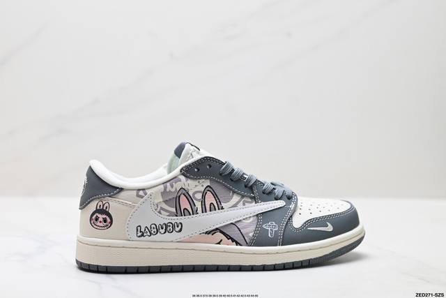 公司级Nike Air Jordan 1 X Travis Scott Aj1倒勾 乔一倒钩 ‘Diy’定制 耐克 低帮文化篮球鞋 完美品质出货 细节如图所示