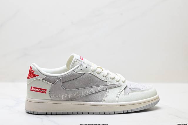 公司级Nike Air Jordan 1 X Travis Scott Aj1倒勾 乔一倒钩 ‘Diy’定制 耐克 低帮文化篮球鞋 完美品质出货 细节如图所示