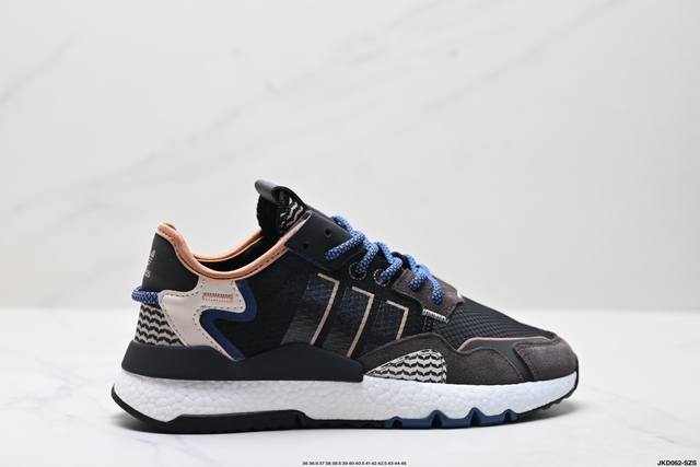 公司级阿迪达斯三叶草 Nite Jogger M 经典运动跑鞋 夜行者 复古跑鞋原厂材料 原厂大底 私家独模 网布搭配麂皮拼接打造鞋面 极具复古风格鞋头及鞋跟点