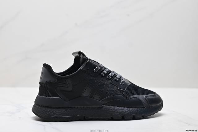 公司级阿迪达斯三叶草 Nite Jogger M 经典运动跑鞋 夜行者 复古跑鞋原厂材料 原厂大底 私家独模 网布搭配麂皮拼接打造鞋面 极具复古风格鞋头及鞋跟点