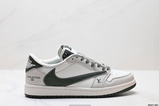 公司级Nike Air Jordan 1 X Travis Scott Aj1倒勾 乔一倒钩 ‘Diy’定制 耐克 低帮文化篮球鞋 完美品质出货 细节如图所示