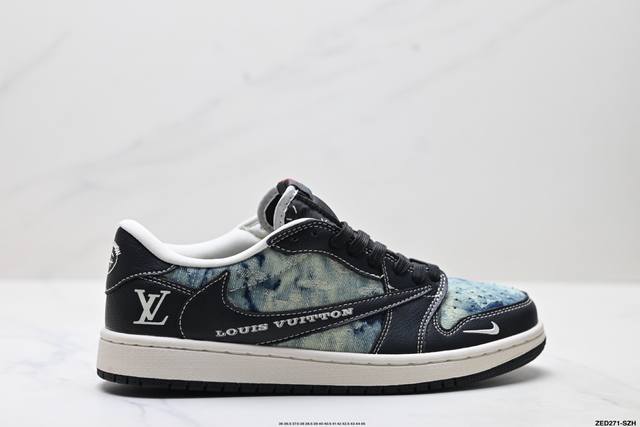 公司级Nike Air Jordan 1 X Travis Scott Aj1倒勾 乔一倒钩 ‘Diy’定制 耐克 低帮文化篮球鞋 完美品质出货 细节如图所示