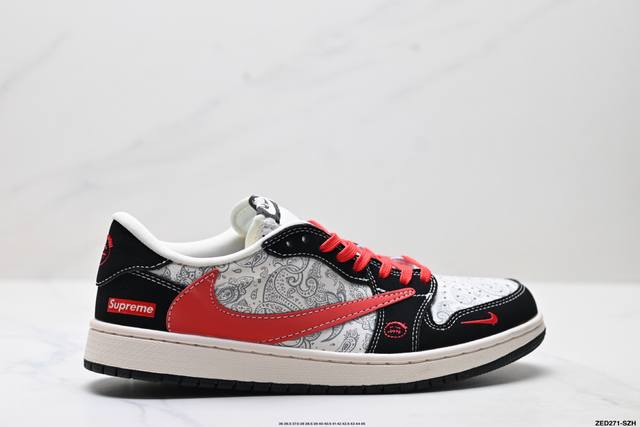 公司级Nike Air Jordan 1 X Travis Scott Aj1倒勾 乔一倒钩 ‘Diy’定制 耐克 低帮文化篮球鞋 完美品质出货 细节如图所示