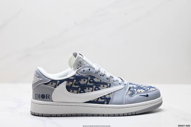 公司级Nike Air Jordan 1 X Travis Scott Aj1倒勾 乔一倒钩 ‘Diy’定制 耐克 低帮文化篮球鞋 完美品质出货 细节如图所示