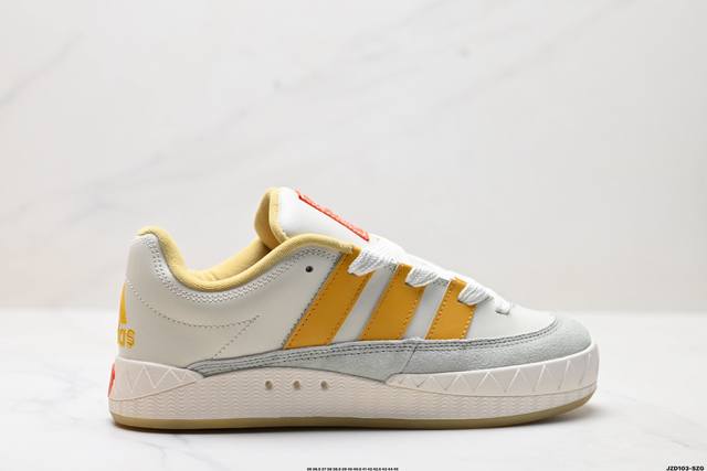 公司级Adidas Adimatic Low 马蒂奇系列低帮 复古鲨鱼面包鞋运动休闲滑板板鞋 整个鞋面由色彩艳丽的麂皮制成 搭配品牌标志性大尺寸三条纹 Logo