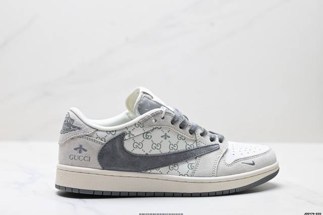 特价 公司级Nike Air Jordan 1 X Travis Scott Aj1倒勾 乔一倒钩 ‘Diy’定制 耐克 低帮文化篮球鞋 完美品质出货 细节如图