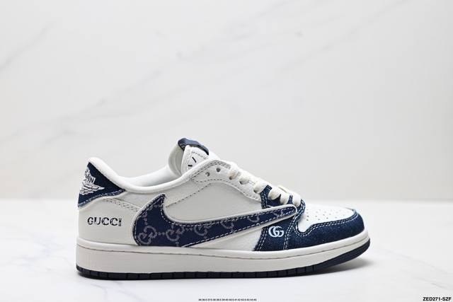 公司级Nike Air Jordan 1 X Travis Scott Aj1倒勾 乔一倒钩 ‘Diy’定制 耐克 低帮文化篮球鞋 完美品质出货 细节如图所示
