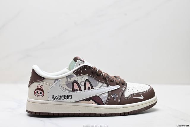 公司级Nike Air Jordan 1 X Travis Scott Aj1倒勾 乔一倒钩 ‘Diy’定制 耐克 低帮文化篮球鞋 完美品质出货 细节如图所示