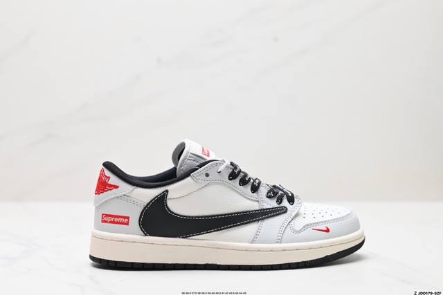 特价 公司级Nike Air Jordan 1 X Travis Scott Aj1倒勾 乔一倒钩 ‘Diy’定制 耐克 低帮文化篮球鞋 完美品质出货 细节如图
