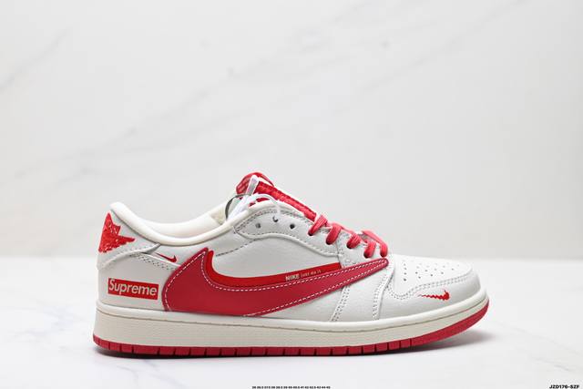 特价 公司级Nike Air Jordan 1 X Travis Scott Aj1倒勾 乔一倒钩 ‘Diy’定制 耐克 低帮文化篮球鞋 完美品质出货 细节如图