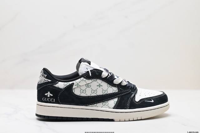 特价 公司级Nike Air Jordan 1 X Travis Scott Aj1倒勾 乔一倒钩 ‘Diy’定制 耐克 低帮文化篮球鞋 完美品质出货 细节如图
