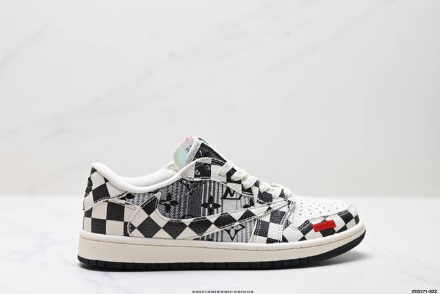 公司级Nike Air Jordan 1 X Travis Scott Aj1倒勾 乔一倒钩 ‘Diy’定制 耐克 低帮文化篮球鞋 完美品质出货 细节如图所示