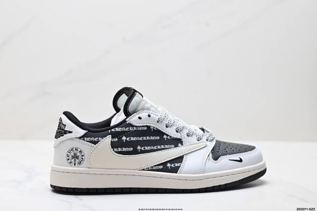 公司级Nike Air Jordan 1 X Travis Scott Aj1倒勾 乔一倒钩 ‘Diy’定制 耐克 低帮文化篮球鞋 完美品质出货 细节如图所示