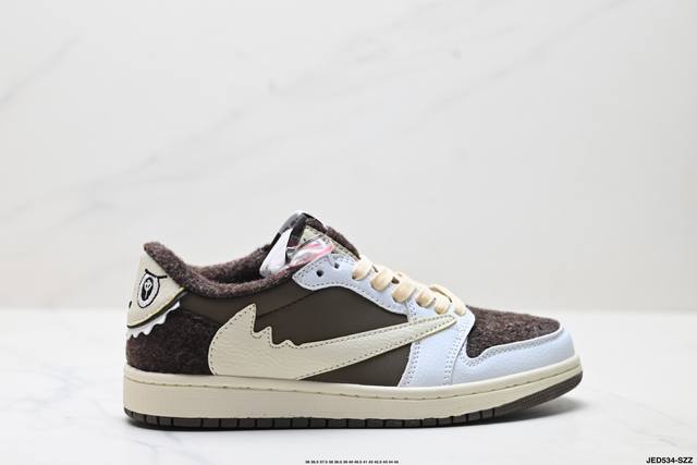 公司级Nike Air Jordan 1 X Travis Scott Aj1倒勾 乔一倒钩 ‘Diy’定制 耐克 低帮文化篮球鞋 货号:Jw1188-159