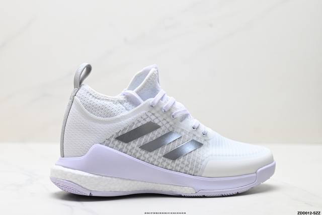 公司级Adidas Crazyflight Mid 减震防滑 中帮 阿迪达斯 训练鞋 推出可提升室内球场表现的跳高鞋 中切设计增加脚踝支撑 采用透气网眼鞋面 弹