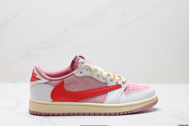 公司级Nike Air Jordan 1 X Travis Scott Aj1倒勾 乔一倒钩 耐克 低帮文化篮球鞋 完美品质出货 细节如图所示 鞋面切割工整 冲